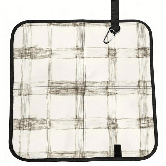Square Folding Cushion 15.8in For Easy Cleaning And Maintenance With A Climbing Buckle Ivory Checked Hand-Drawn Sketch_2