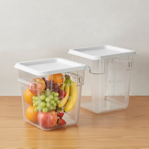 Square Food Storage Containers Polycarbonate Clear with Lid Commercial Storage with Graduations for Commercial Kitchen Dough Marinating Meat