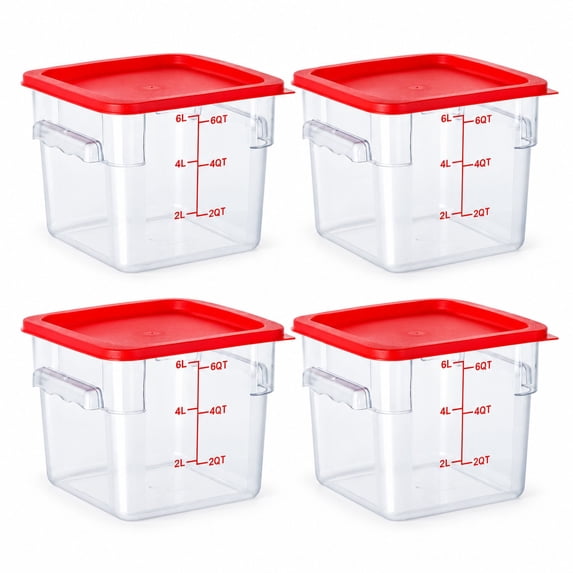 6 Meat Square Food Storage Containers with Airtight Lids, 4 Pack, 6 Qt ...