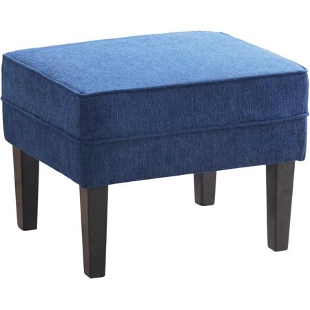 Square Foot Stools Ottoman, Foot Rest Stool, 20 Inch Ottoman with Solid Wood Legs for Living Room, Bedroom, Entryway (Navy Blue)