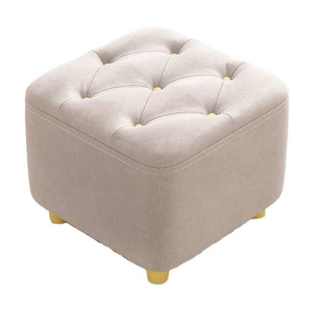 Square Footstool Foot Stool Comfortable Stepstool Creative Ottoman Stool Footrest for Living Room Dressing Room Bedroom Couch beige