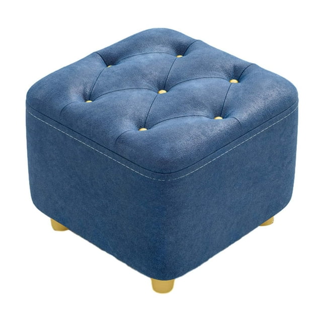Square Footstool Foot Stool Comfortable Stepstool Creative Ottoman Stool Footrest for Living Room Dressing Room Bedroom Couch dark blue