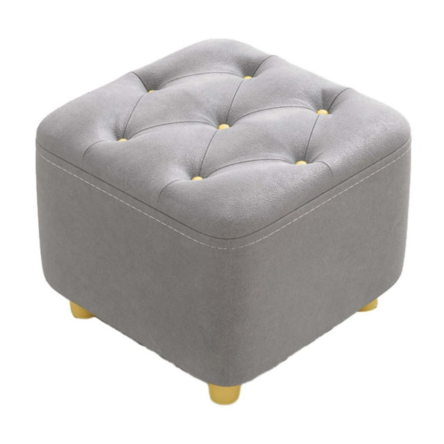 Square Footstool Foot Stool Comfortable Stepstool Creative Ottoman Stool Footrest for Living Room Dressing Room Bedroom Couch gray