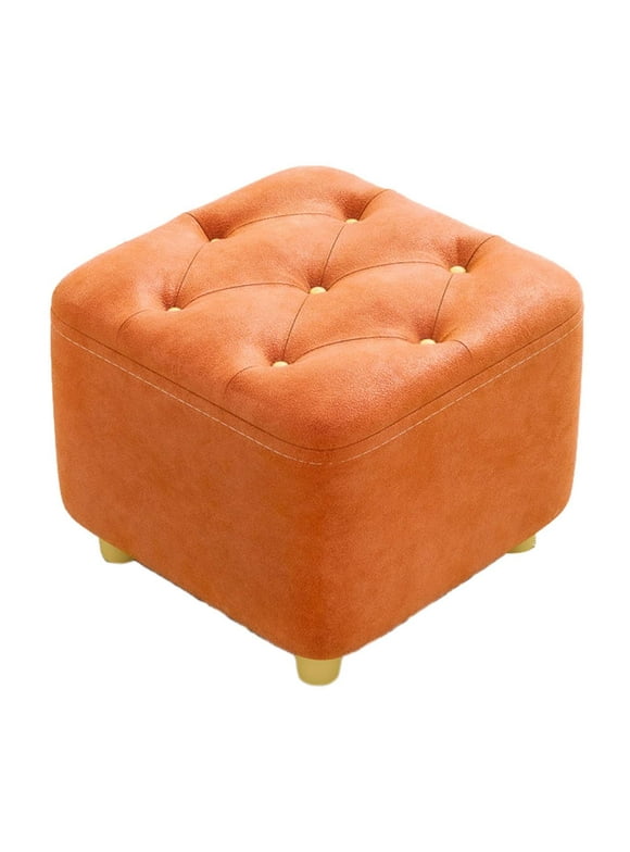 Square Footstool Foot Stool Comfortable Stepstool Creative Ottoman Stool Footrest for Living Room Dressing Room Bedroom Couch orange