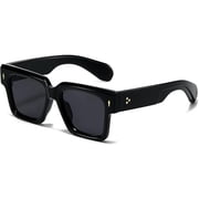 Square Frame Sunglasses for Women Men Trendy Thick Frame Rectangle Sun Glasses Black Shades