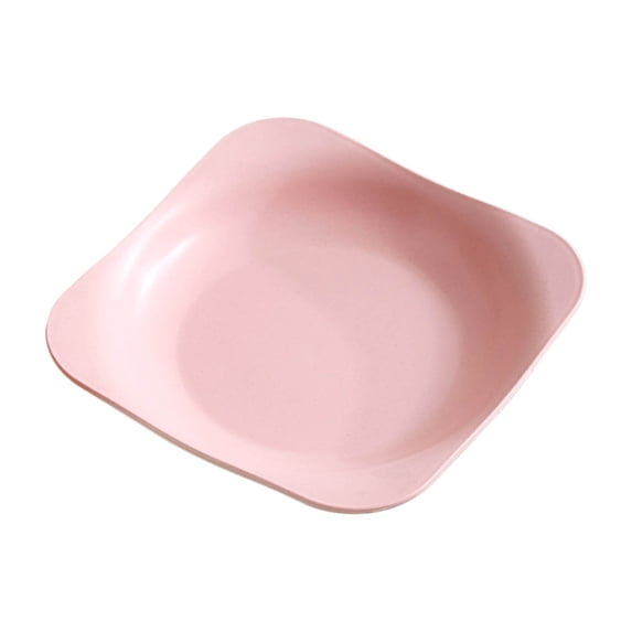Square Fruit Tray Dinner Plates Dinnerware Dishes Set Food Plate Saucers Tray Fruits Salad Snack Bowls for Living Room Coffee Table, BPA Free (Pink)
