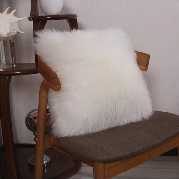 Square Furry fur (front) Faux (back) pillow 18''x18'' (With/Without Insert)