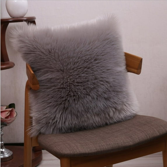 Square Furry fur (front) Faux (back) pillow 20''x20'' (With/Without Insert)