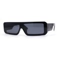 thumbnail image 1 of Square Futurist Shield Narrow Rectangle Flat Top Plastic Sunglasses All Black, 1 of 4