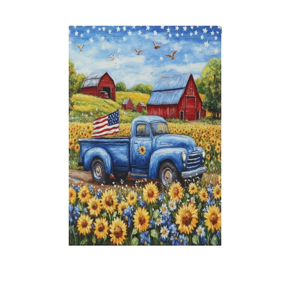 Square Garden Flag American Flag Truck 28x40 Double Sided Outdoor Yard Flag Weather Resistant Decor