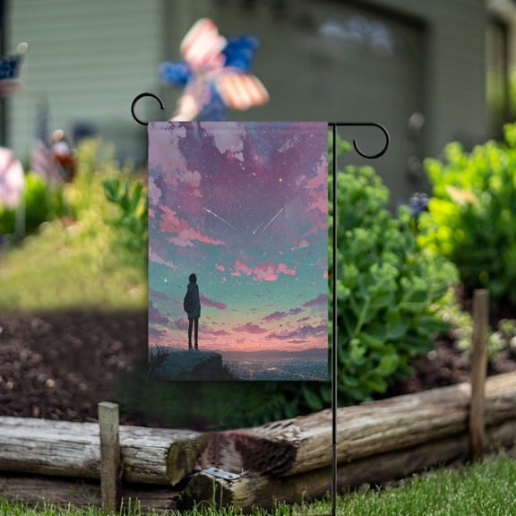 Square Garden Flags 12x18in Garden Flags Outdoor Flags Outdoor Banners Decorative Flags for Courtyard Gardens Anime Bioluminescent Person