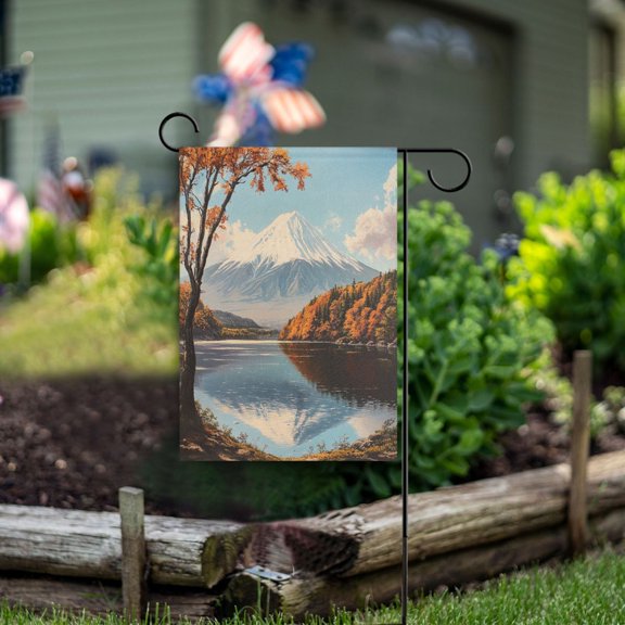 Square Garden Flags 12x18in Garden Flags Outdoor Flags Outdoor Banners Decorative Flags for Courtyard Gardens Autumn Mount Fuji