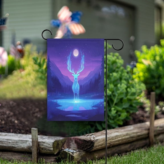 Square Garden Flags 12x18in Garden Flags Outdoor Flags Outdoor Banners Decorative Flags for Courtyard Gardens Cartoon Purple Elk