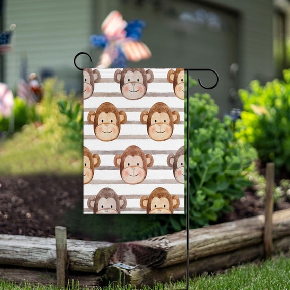 Square Garden Flags 12x18in Garden Flags Outdoor Flags Outdoor Banners Decorative Flags for Courtyard Gardens Cute Monkey Faces Backdrop