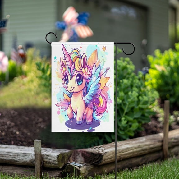 Square Garden Flags 12x18in Garden Flags Outdoor Flags Outdoor Banners Decorative Flags for Courtyard Gardens Cute Unicorn