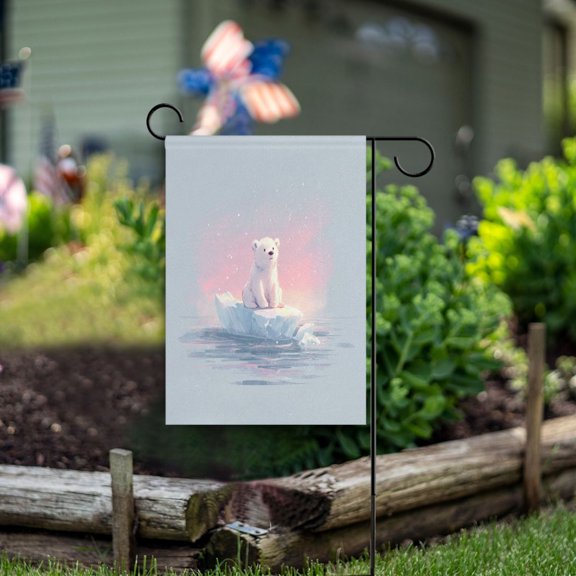 Square Garden Flags 12x18in Garden Flags Outdoor Flags Outdoor Banners Decorative Flags for Courtyard Gardens Fluffy Polar Bear Cub Art