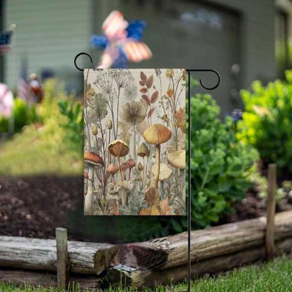 Square Garden Flags 12x18in Garden Flags Outdoor Flags Outdoor Banners Decorative Flags for Courtyard Gardens Gray Mushroom