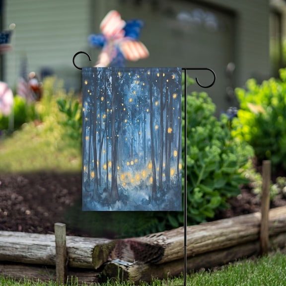 Square Garden Flags 12x18in Garden Flags Outdoor Flags Outdoor Banners Decorative Flags for Courtyard Gardens Lovely Firefly Forest