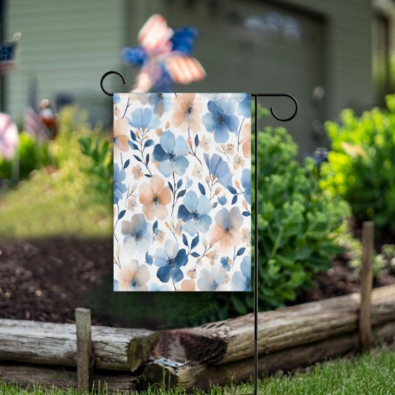 Square Garden Flags 12x18in Garden Flags Outdoor Flags Outdoor Banners Decorative Flags for Courtyard Gardens Lovely Watercolor Blue Flowers