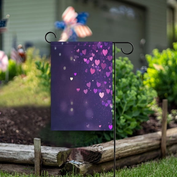 Square Garden Flags 12x18in Garden Flags Outdoor Flags Outdoor Banners Decorative Flags for Courtyard Gardens Pretty Purple Heart Pattern