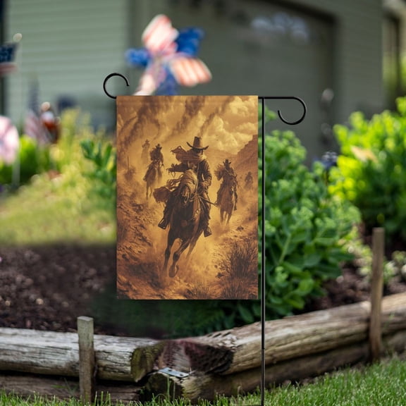 Square Garden Flags 12x18in Garden Flags Outdoor Flags Outdoor Banners Decorative Flags for Courtyard Gardens Riding Cowboys