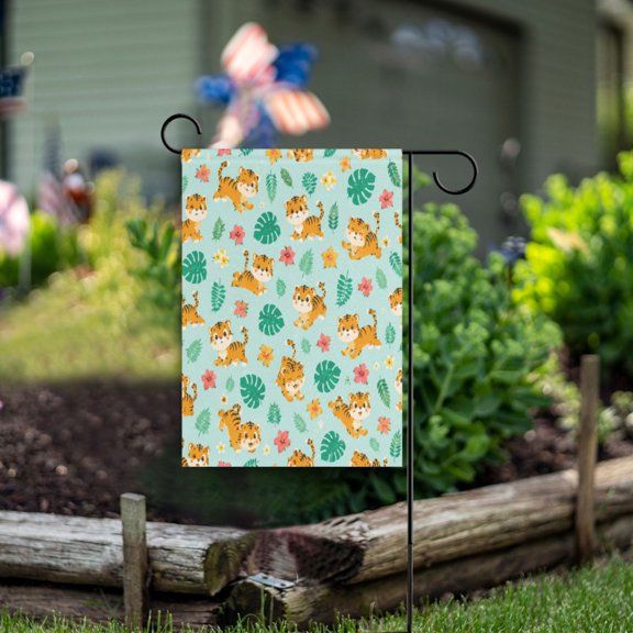 Square Garden Flags 12x18in Garden Flags Outdoor Flags Outdoor Banners Decorative Flags for Courtyard Gardens Tiger Cub Light Mint
