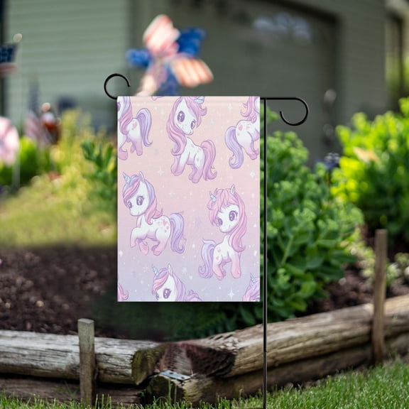 Square Garden Flags 28x40in Garden Flags Outdoor Flags Outdoor Banners Decorative Flags for Courtyard Gardens Pastel Unicorn Seamless