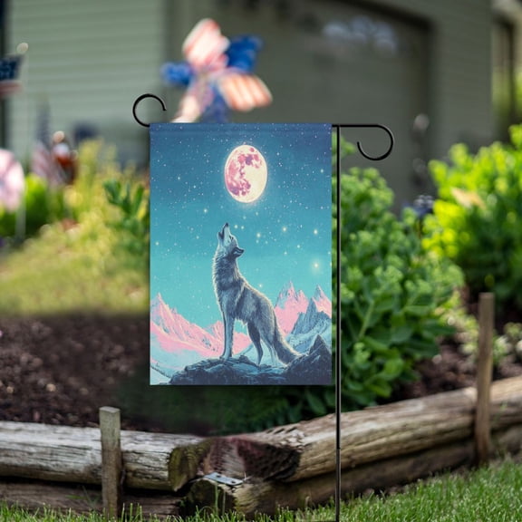 Square Garden Flags 28x40in Garden Flags Outdoor Flags Outdoor Banners Decorative Flags for Courtyard Gardens The Roaring Cool Wolf