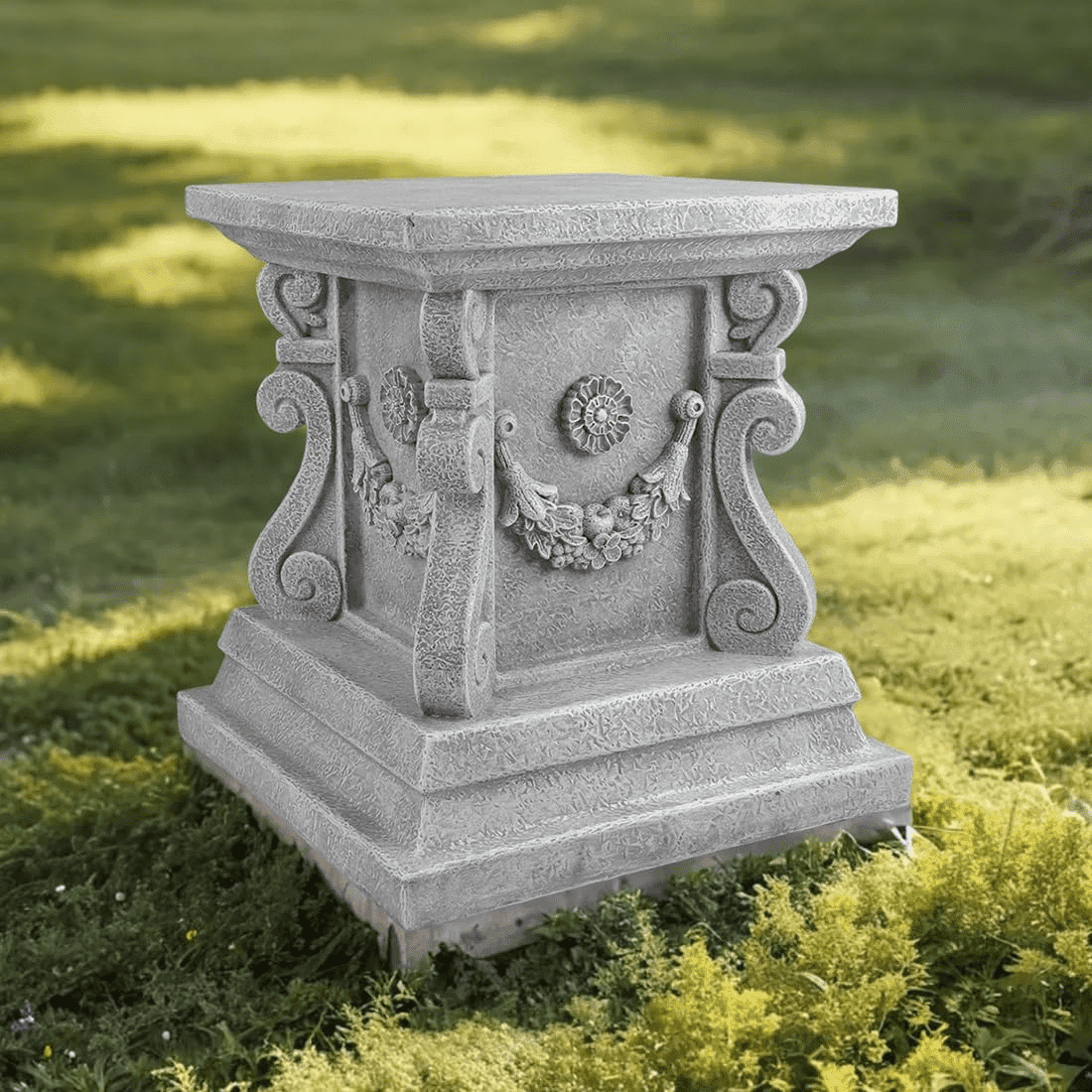 Square Garden Pedestal Sculpture Plinth Base Riser Pedestal Statuary Stand Outdoor Decor, Indoor Outdoor Sculptural Garden Plinth Base Statue Riser Home Decoration