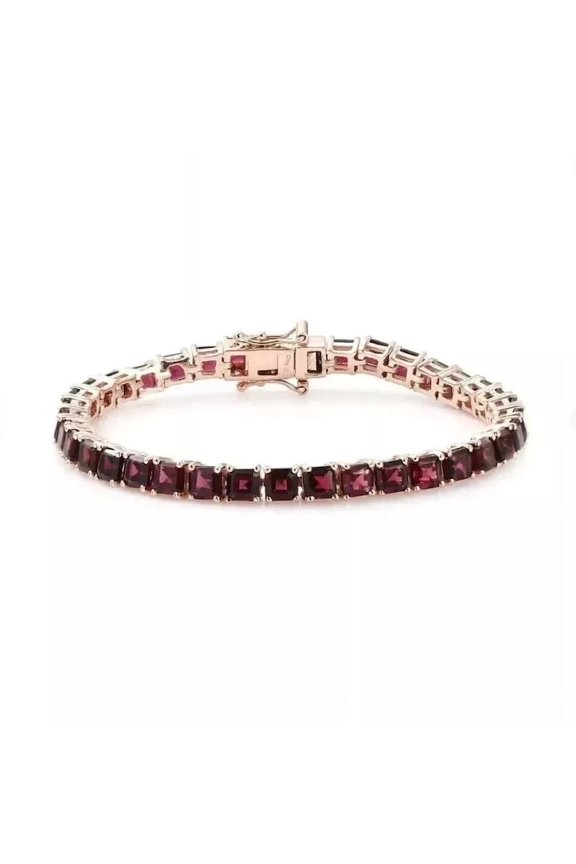Square Garnet Women Tennis Bracelet in Silver, Gift For Anniversary, Antique Bracelet, Unique Garnet Stone Bracelet For Her