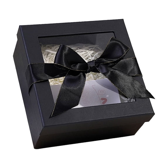 Square Gift Box with Transparent Lid and Decorative Bow, Valentine Present Box for Holiday and Special Occasion Gift Giving, Creating an Elegant and Surprise Presentation for Your Loved Ones