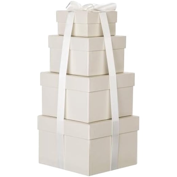 Square Gift Boxes with Lids 4PCS Gift Box for Presents Nesting Assorted Sizes Present Boxes for Christmas Birthday Valentines Party Gift Wrap