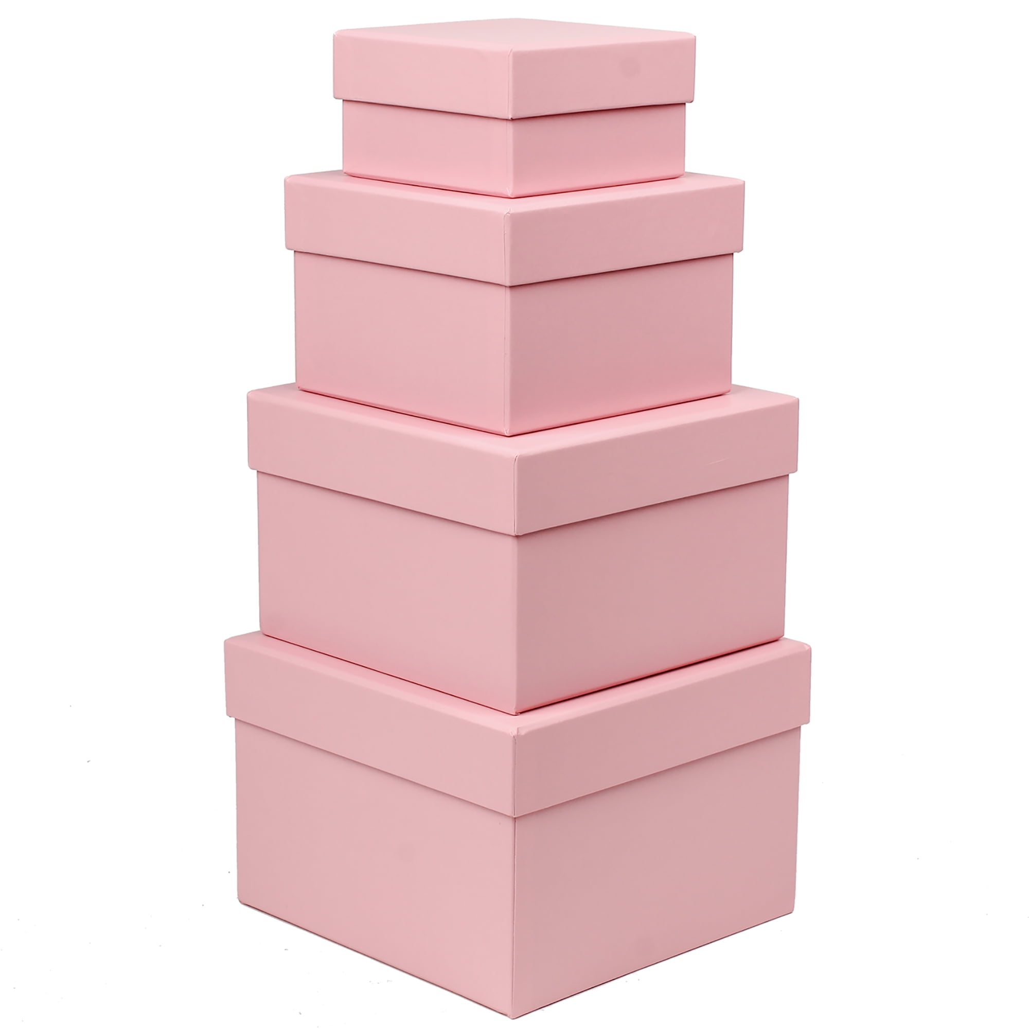 Square Gift Boxes with Lids Set of 4 Pink Gift Box Nesting Gift Boxes
