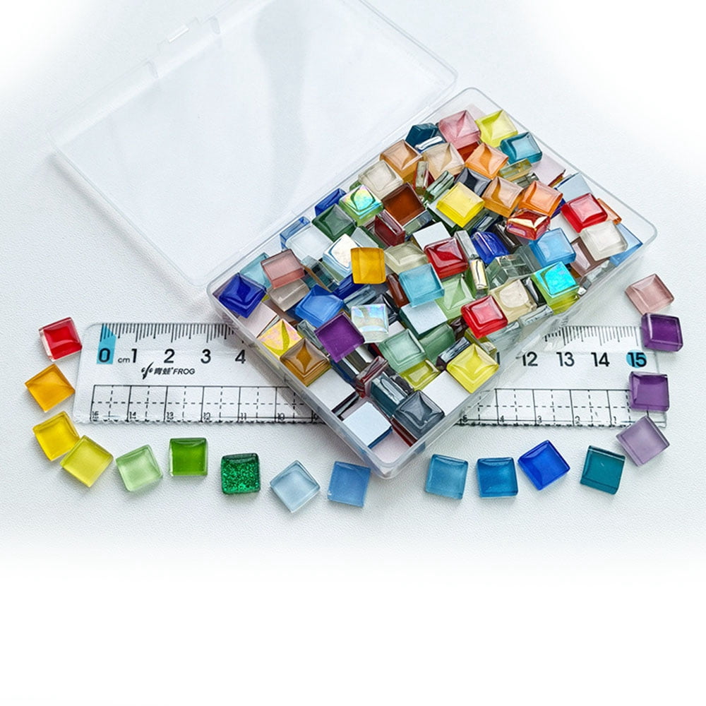 Square Glass Cabochons Mosaic Tiles for DIY Mosaic Art Crafts Mixed Color 10x10x4mm about 172pcs/set