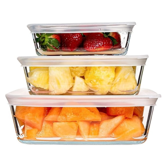 Square Glass Containers With Lids: Meal Prep Container Glass - Borosilicate Glass Food Storage Containers Glass - Set of 3 Glass Food Prep Containers With Lids Airtight - Small, Medium And Large