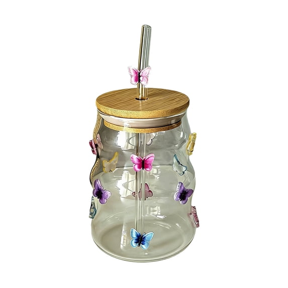 Square Glass Drinking Cups With Lids & Heat Transparent Tumbler Glass Cup With Bow Cold Drinks Cup For Juice Milk Coffee Suitable For Home Bar Party