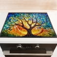 thumbnail image 1 of Square Glass Induction Cooktop Protector Mat, Retro Huge Tree Colorful Washable Glass Stove Cover, Heat Resistant Foldable Decoration Pad for Kitchen RV (28×20 Inch), 1 of 3