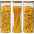 thumbnail image 1 of Square Glass Jars with Bamboo Lids 79 FL OZ [Set of 3], Glass Canisters with Airtight Lid, Glass Food Storage Containers for Spaghetti, Fettuccine, Linguine,Pasta, Best for Kitchen & Pantry, 1 of 15