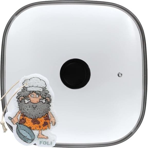 Square Glass Lid 12'', Clear Tempered Glass Vented Square Pan Lid, Replacement Cookware, Frying Pan Cover by ,1Pack, inner diamater 11.56'' outer diameter 12''