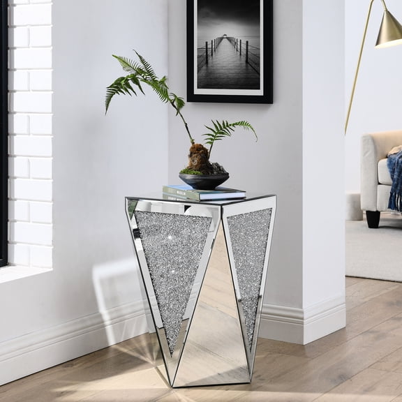 Square Glass Mirrored - Enough Space for Items - In Primary Living Space - No Assembly Required