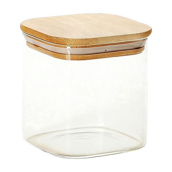Square Glass Storage Jar for Kitchen Organization with Sealed Lid and Transparent Design Glass Jar for Dry Pantry Storage and Home