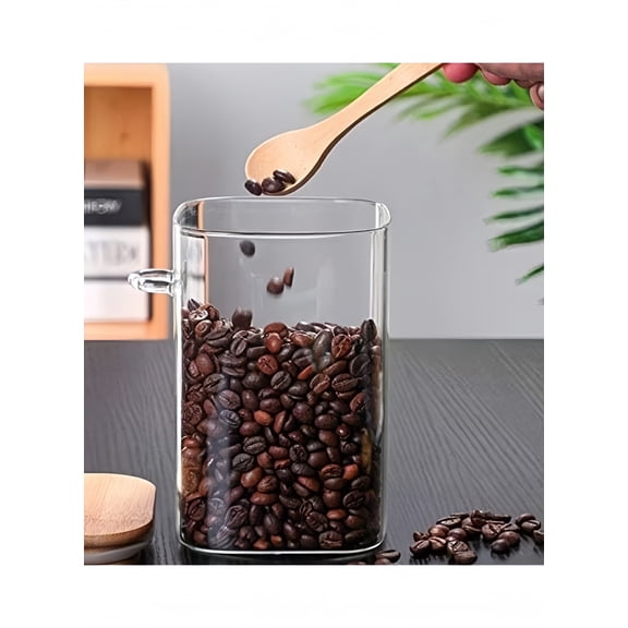 Square Glass Storage Jar with Airtight Lid Clear Food Container for Tea Coffee Sugar Spices Kitchen Pantry Organizer