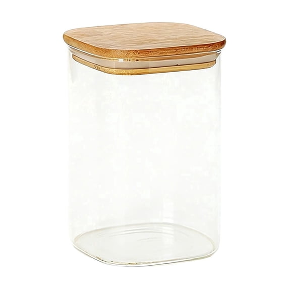 Storage Containers Square Glass Storage Jar with Sealed Lid for Kitchen Organization and Transparent Glass Jar for Pantry Keeps Grains Fresh and