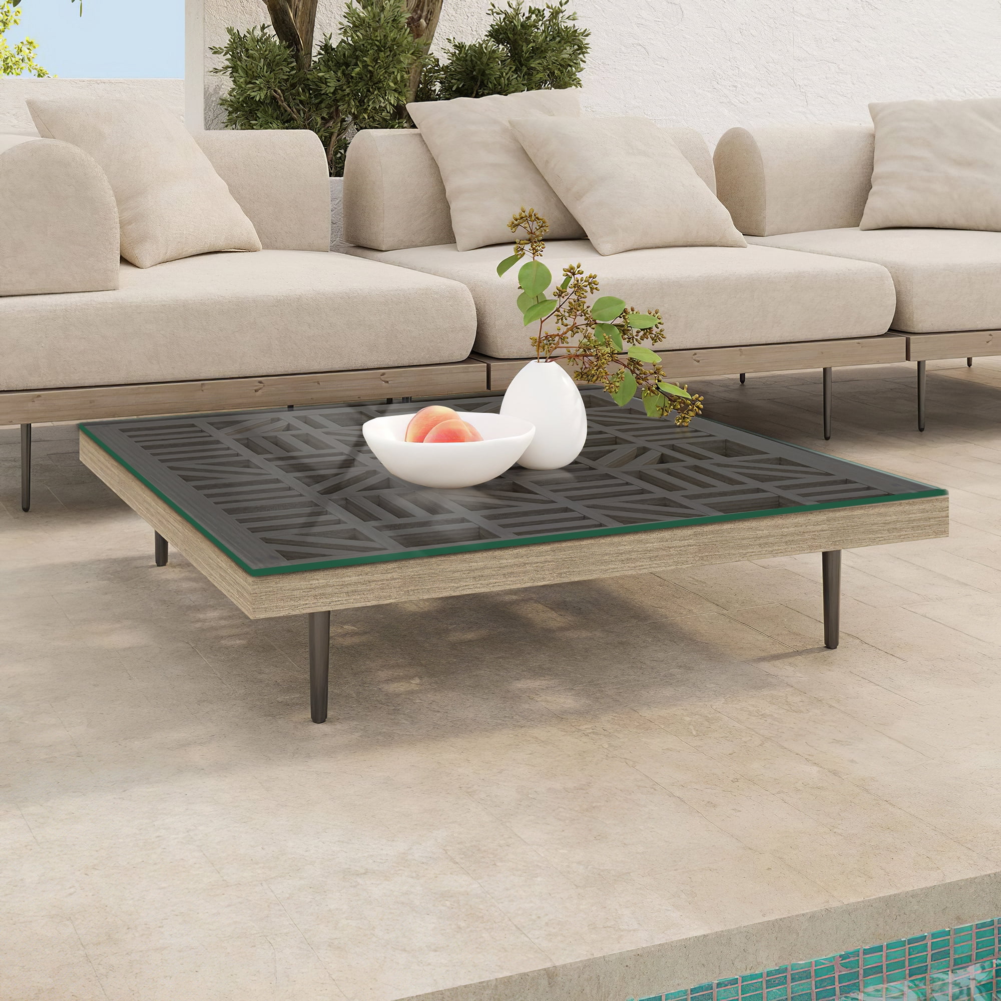 Square Glass Table Top Tempered Glass Table Top 36"x48",5mm,Grey