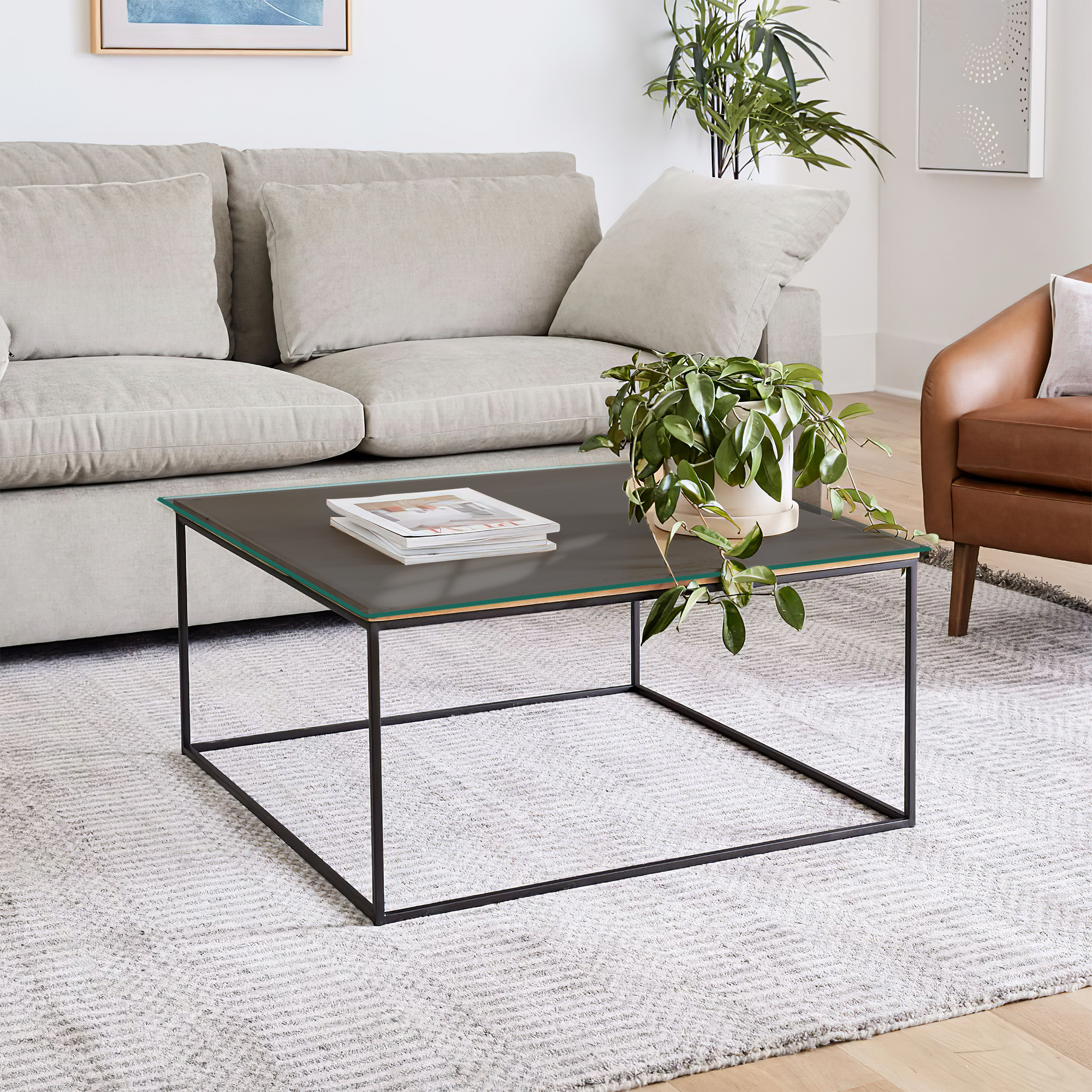 Square Glass Table Top Tempered Glass Table Top 36"x48",6mm,Grey
