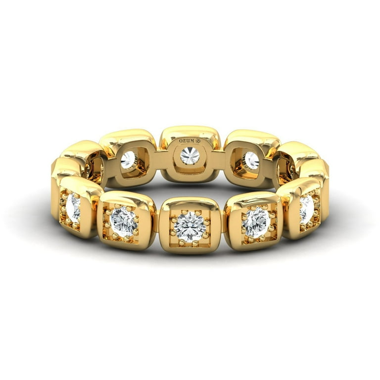 Square Gold Ring, 14k Yellow Gold Thin Thumb Ring, Solid Gold - Main Image