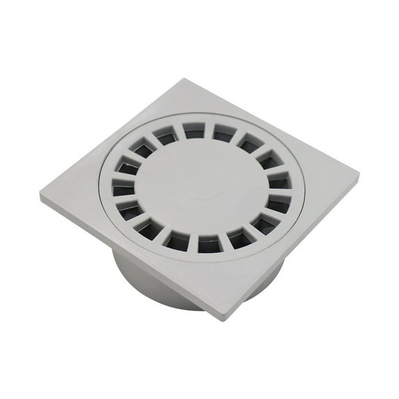 Square Grate Snap-In Strainer for Shower Drains, PVC Siphon Lid with Efficient Drainage for Yards, Driveways & Patios, 150x150mm Gray Design