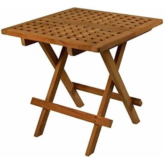 Square-Grate Top Folding Deck Table | Teakwood Folding Table | Small Folding Wood Table| 20" L x 20" W x 20" H$$Garden & Patio