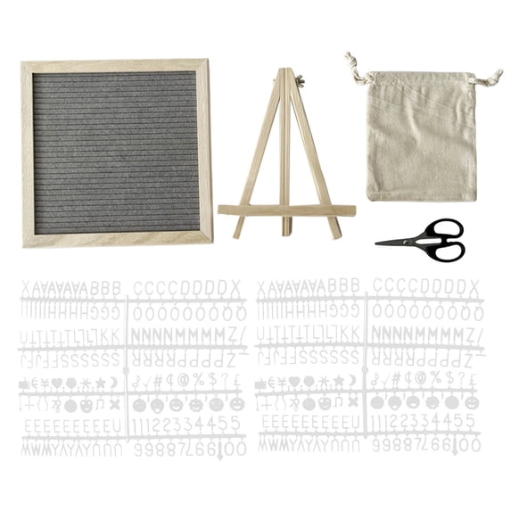 Square Gray Felt Letter Board with Wooden Frame, 170+ Letters Symbols for Home Decor Announcements