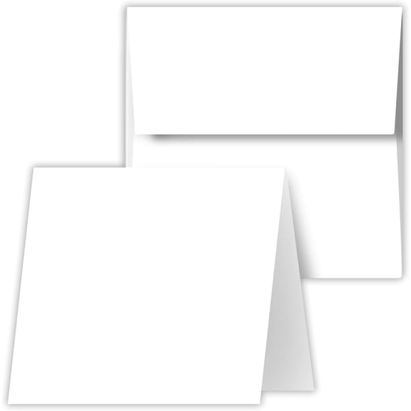 Square Greeting Cards Set - White Blank Half Fold Cards with Envelopes Great for Greetings, Thank You and Invitation Cards | 5.25 x 5.25 Inch Card Stock W/ 5.5 x 5.5 Envelopes | 25 Sets per Pack
